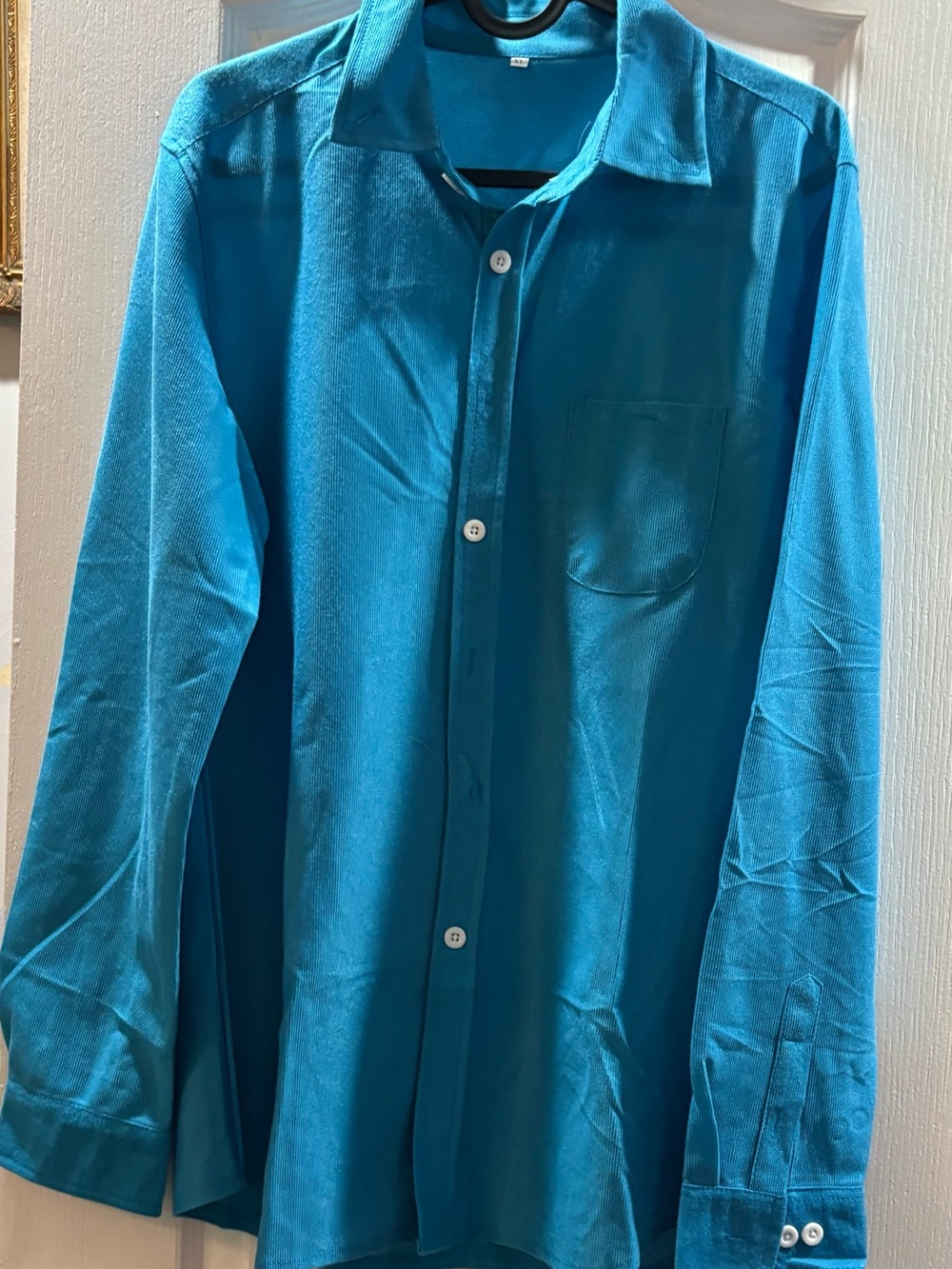 Men's Long-Sleeve Dress Shirt in Teal Blue
